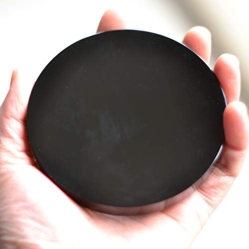 Black Obsidian Scrying Mirror Polished Diameter 4 inch / 100mm 4"L x 4"W