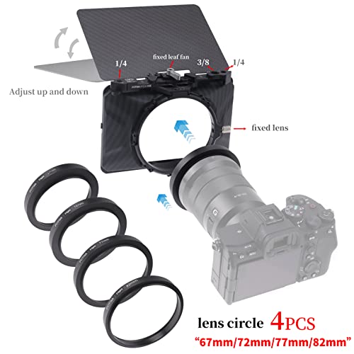 Hersmay Mini Matte Box Lightweight 4x4 4x5.65 Clip-on Lens Matte Box for DSLR Mirrorless Camera for Sony A7IV A9 A7 A7R A7S II III IV; For Nikon Z6 Z7 II; EOS R5 R5C M6 M50 GH5 GH6 BMPCC 4K 6K Pro Mini Mattebox