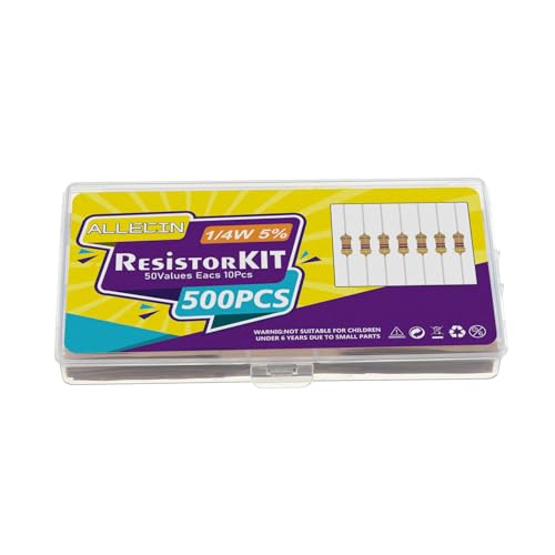 50 Values 1/4 W Resistor Assortment from 0 Ohm to 10 m Ohm 1/4 Watt Carbon Film Resistors Set 5% Tolerance 1/4 W Carbon Film Resistor Kit Resistance Electronics 50 Values 1/4W 5%
