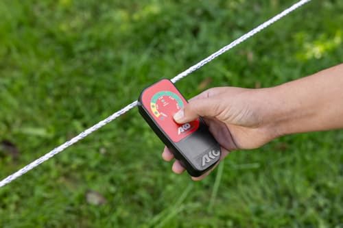 AKO Fence Tester with LED Display (Black/Red, with 9 Volt Battery, Fence Distance 0-5 cm, Animal Fence, Accessories Grazing Animals, Animal Accessories) 442326