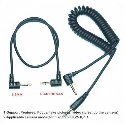 3.5MM-DC3 (MC-DC3) for Nikon Cameras Z5II/Z50II/ZR Shutter Release Cable is Suitable Connect the Timer, Camera Shutter Controller and Indoor Flash Trigger Cable (3.5mm-DC3 2pcs) 3.5mm-DC3 2pcs