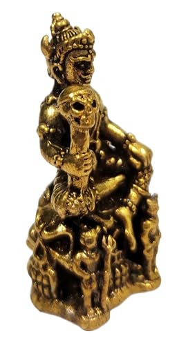 Purpledip Rare Miniature Brass Idol Yama Yamaraja God of Death & Justice: Collectible Statue with Detailed Very Fine Workmanship (12698Z)