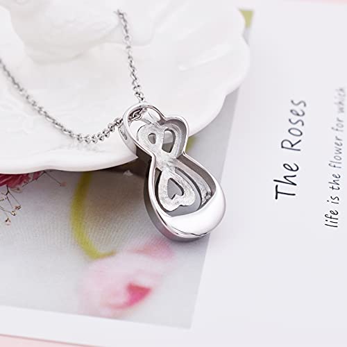 Infinity Cremation Urn Necklace Jewelry for Women Memorial Urn Necklace Infinite Cremation Jewelry for Ashes Keepsake Locket Silver-Blue