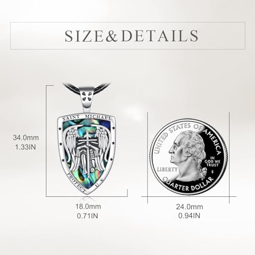 YFN Saint Michael Cross Necklace for Women Men Sterling Silver Religious Protector Pendant St Michael Archangel Jewelry Gifts