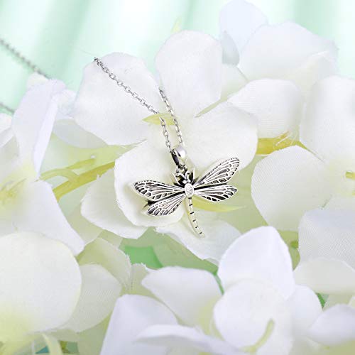 925 Sterling Silver Cremation Jewelry Dragonfly Butterfly Urn Necklace Hold Two Dual Ash Necklace for Loved Ones Cremains Keepsake Memorial Gift for Women dragonfly urn necklace