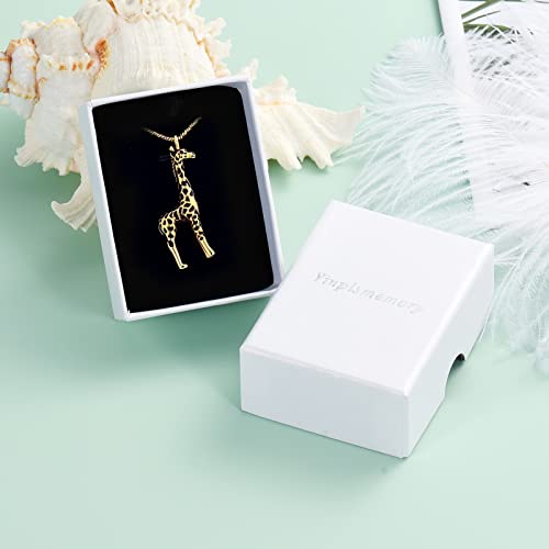 Yinplsmemory Cremation Jewelry Animal Giraffe Urn Necklace for Ashes for Women/Men Keepsake Ashes Holder Urn Locket Pendant Necklace for Human/Pet Ashes Gold