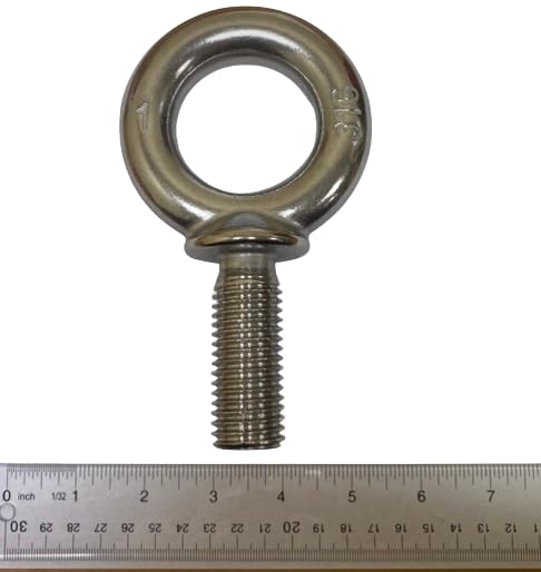 [Australia - AusPower] - US STAINLESS Stainless Steel 316 1" x 2 1/2" UNC Machinery Eye Bolt Marine Grade Bolt with 2" Eye ID Pitch of 8 