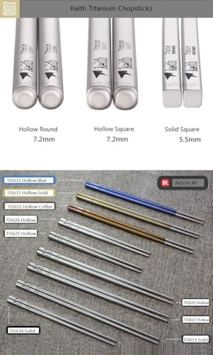 Keith titanium square chopsticks with gray aluminum case, sleek and durable dining utensil set for Asian cuisine.