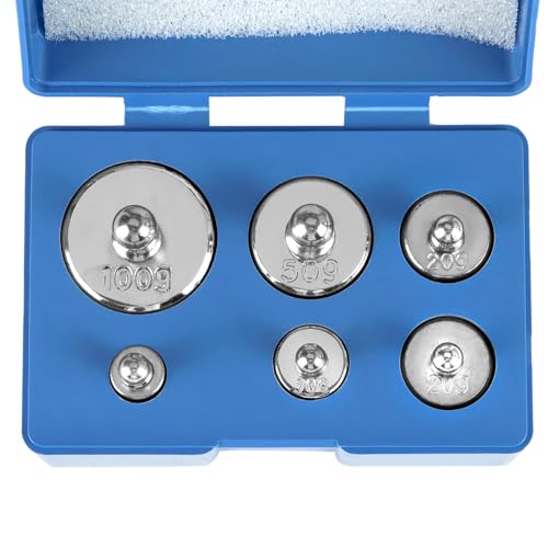 QWORK 14-Piece Calibration Weights Set 10 mg - 100 g for Laboratory and Jewellery, Includes Tweezers and Storage Box