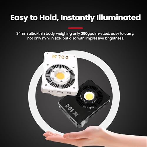 Walking Way 100W Led Video Camera Light Kit, 2800K-6800K Bi-Color Continuous Output Lighting for Photography, Cob Camera Lights with LED Screen 3 Powering, for Film Making, Photography Studio, Black