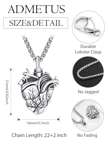 Cremation Jewelry for Ashes for Men 925 Sterling Silver Tree of Life Urn Necklace Heart Pendant Keepsake Jewelry Memorial Gifts