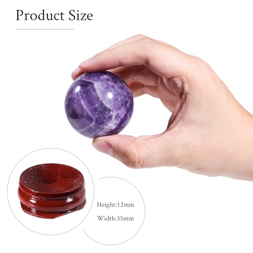 TUMBEELLUWA 1.96-2.17 Inch Amethyst Crystal Ball with Wooden Stand Purple