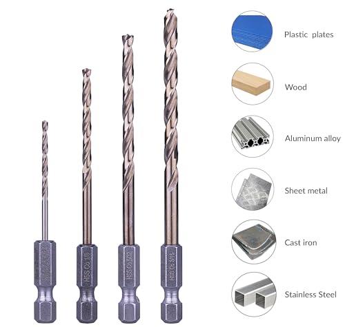 14PCS M35 Cobalt Drill Bit Set with 1/4" Hex Shank, SAE Sizes 1/16" to 1/4" 1/16" to 1/4" (14 Pcs)