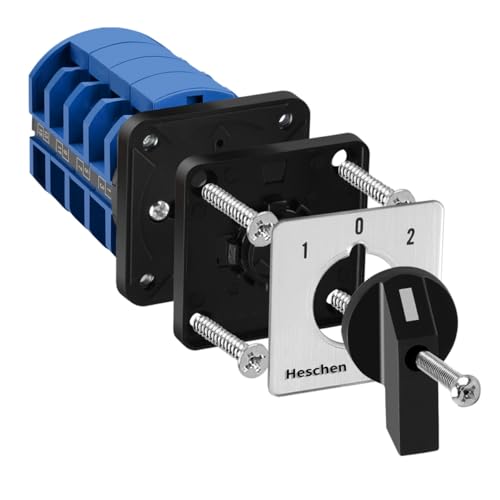 Heschen Universal Rotary Cam Selector Changeover Switch SZW26-63/D404.4 660V 63A ON-OFF-ON 3 Position 4 Phase 16 Terminals,Suitable For Manually Switching AC Circuits