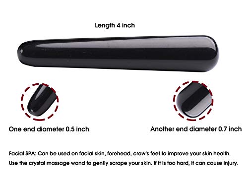 AMOYSTONE Black Obsidian Massage Stick Gemstone Massage Treatment Tool 4 Inch (Pack of 2)