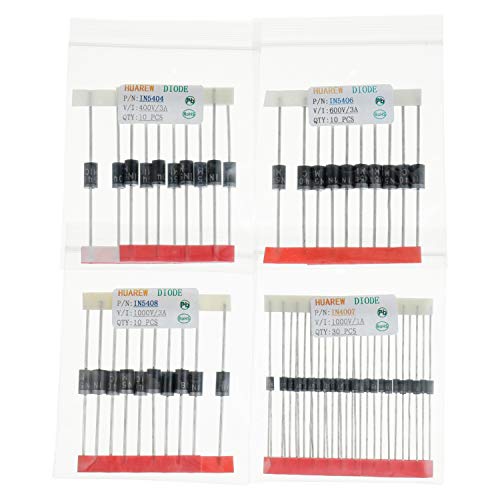 12 Values 300 Pieces Rectifier Diode 1N4001 1N4002 1N4004 1N4005 1N4007 1N5404 1N5406 1N5408 Schottky Diode 1N5817 1N5818 1 1 N5819n5Switching Diode 1N4148 Classification Kit