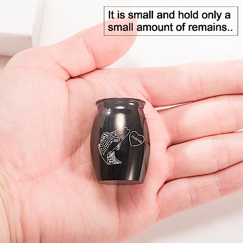 Urns for Human Ashes, Super Small 1.6" High Keepsake Urn Mini Cremation Urns for Ashes, Memorial Ashes Holder, Handcrafted Decorative Urns Engraved - Fish 1.6 inch high urn