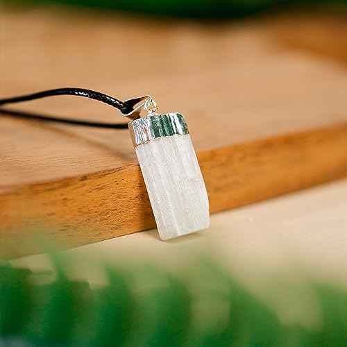 Ayana Crystals Handcrafted Selenite Pendant - Authentic Crystal Healing Stone, White Necklace for Emotional & Spiritual Wellness, Chakra Balancing, Zodiac Taurus Birthstone, Ethically Sourced