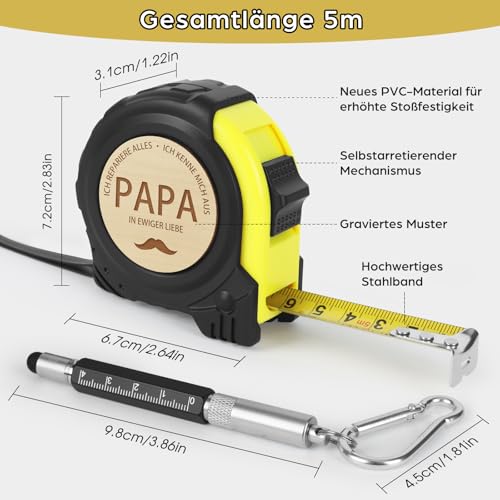 Dad Gift - Tape Measure Gift Set with Multifunction Pen | Original dad gift with engraved measuring tape, multifunctional pen and gift box - ideal for Father's Day and birthday