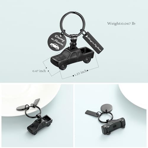 Imrsanl Cremation Jewelry Pick Up Truck Urn Necklace Keychain-Black