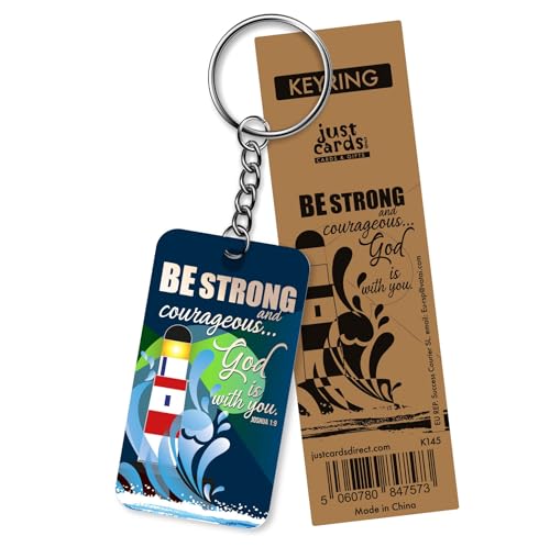Christian Keyrings, Pack of 6 Bible Verse Keyrings, Wood and Metal, 6.3cm