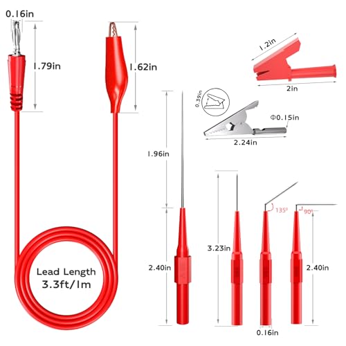 Goupchn back probe kit with 4mm banana plugs and copper alligator clips, 24-piece test leads set