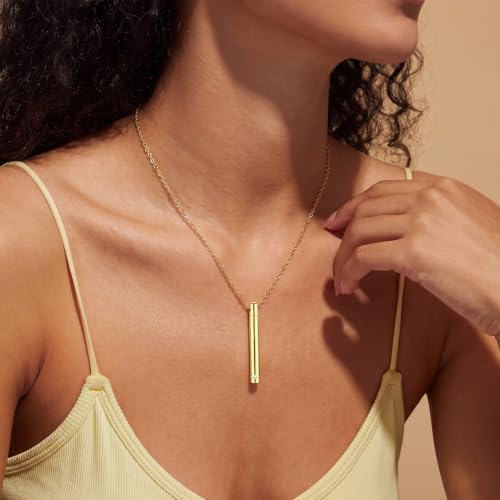 XIUDA Urn Necklace for Ashes Stainless Steel Cremation Necklace with Crystal Memorial Pendant Necklace gold
