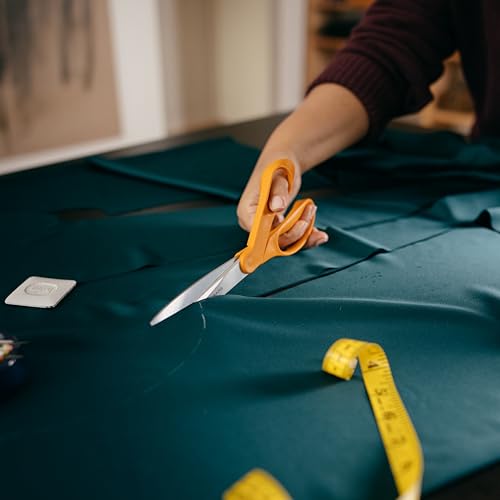 Fiskars 9-inch orange-handled bent dressmaker fabric scissors with stainless steel blades
