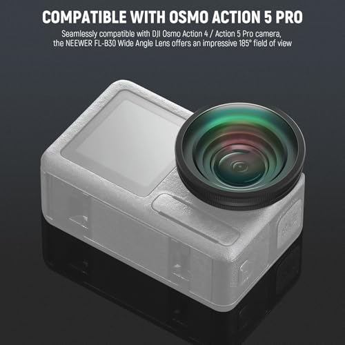 NEEWER Osmo Action FOV Boost Lens Compatible with DJI OSMO Action 4/5 Pro 185°Wide Angle Lens