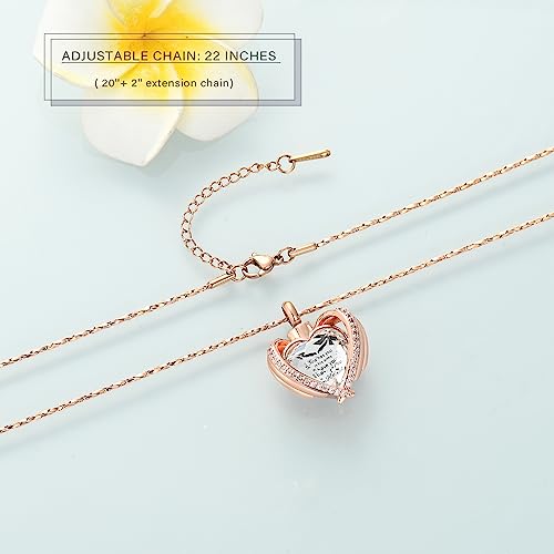 Imrsanl Angel Wing Heart Urn Pendant Necklace Cremation Jewelry Rose Gold-White