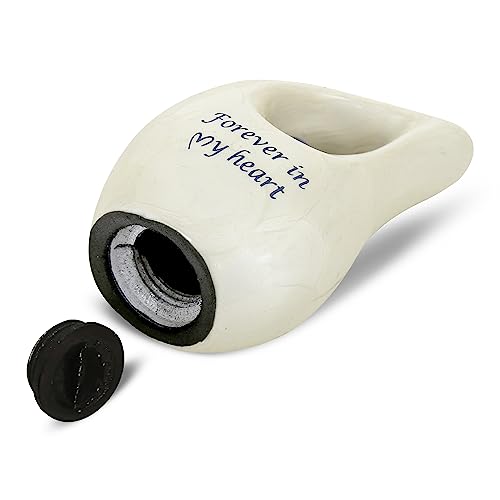 White Teardrop Small Urns for Human Ashes/Mini Urn with Dark Blue Heart/Cremation Keepsakes for Ashes/Ash Holders (White - Blue, Extra Small - EXS (3 Cu in)) Extra Small - EXS (3 Cubic Inch) White - Blue