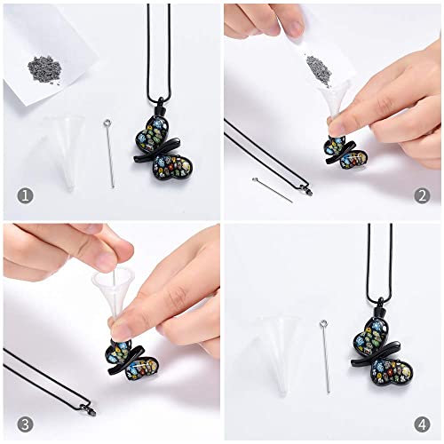 Minicremation Cremation Jewelry for Ashes - Memorial Keepsake for Beloved's Ashes Urn Pendants Butterfly Cremation Necklace for Ashes for Women Black