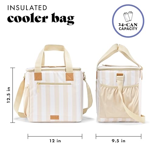 Fit & Fresh Regatta insulated soft cooler bag with 24-can capacity, featuring a Pina Colada design for outdoor cooling.