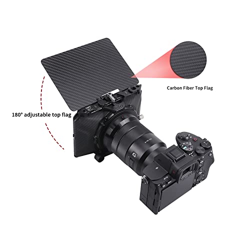 Foto4easy 4x4/4x5.65 Lightweight Mini Matte Box with 15mm Rod Support for DSLR Mirrorless Cameras,Compatible with 52mm/55mm/58mm/62mm/67mm/72mm/77mm/82mm Lens