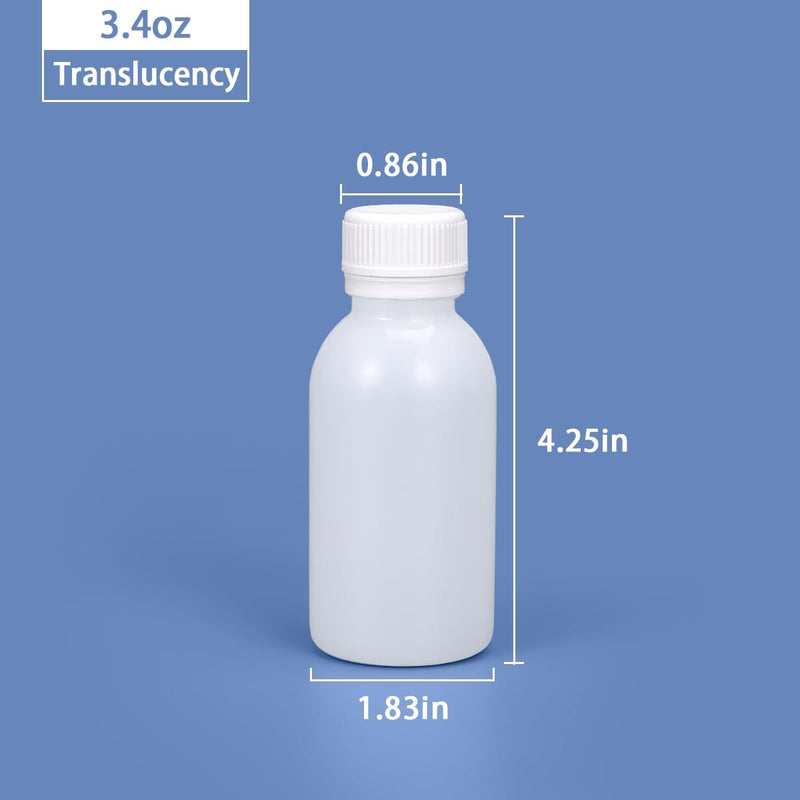 [Australia - AusPower] - 3oz/100ml Plastic Food Grade Storage Bottles, Wide Mouth HDPE Chemical Reagent Sample Bottle Liquid Containers with Sealed Caps (Translucent, 4 Pcs) Translucent 3oz 