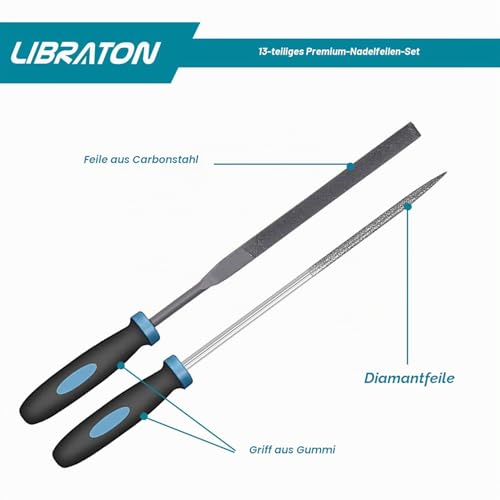 Libraton 13-Piece Key File, File Set, Needle Files, Mini File Set | File set wood, metal and 3D printing, needle files set metal, mini file set, file for workshop, DIY needle files-13 pieces