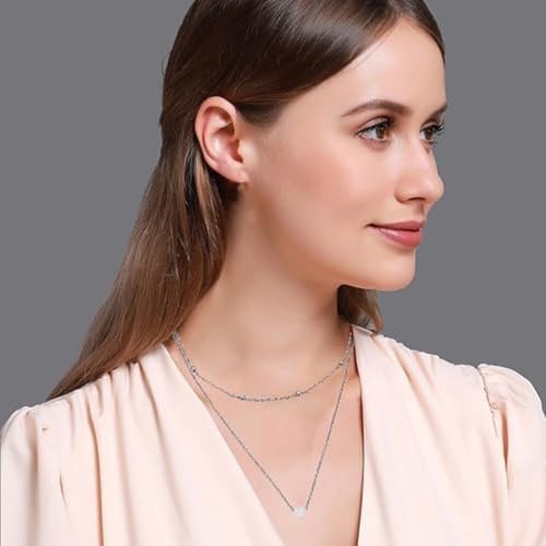 Necklace Femme Chaine Argent Pendentif Coeur Bijoux Cadeau Anniversaire Chaine Fine Élégante Accessory Fashion Bijou Fantaisie Femme Idée Cadeau Noel Saint Valentin Silver1