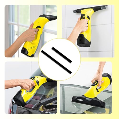 Pack of 5 Replacement Parts Compatible with Kärcher Window Vacuum: 3 Pieces Replacement Pads Microfibre Mop Covers and 2 Pieces Rubber Blades with High Cleaning Performance, Replacement Accessories 3 Yellow Y 2 Black