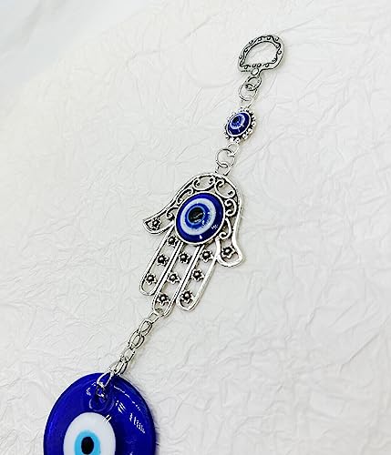Fatima Hamsa Hand Turkish Blue Evil Eye Hanging Car Charm Ornament