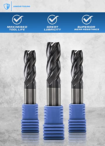 1.5mm Tungsten Carbide End mill Set – 4 Flute Sharp Corner Cutter – 5 Pack – CNC Milling Tool - for Alloy Steels - Milling Cutter - For Roughing And Finishing – (4mm shank) 1.5mm x 4mm