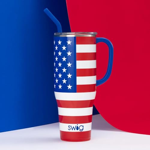 Swig Life 40oz Insulated Mega Mug with Handle & Straw, All American 40 Ounces