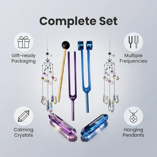 Tuning Forks for Healing Set, Tuning Fork Set with Crystal Striker