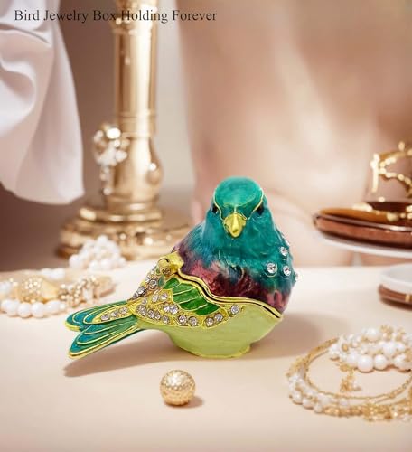 Turquoise Green Bird Jewelry Trinket Box Gift A Malachite