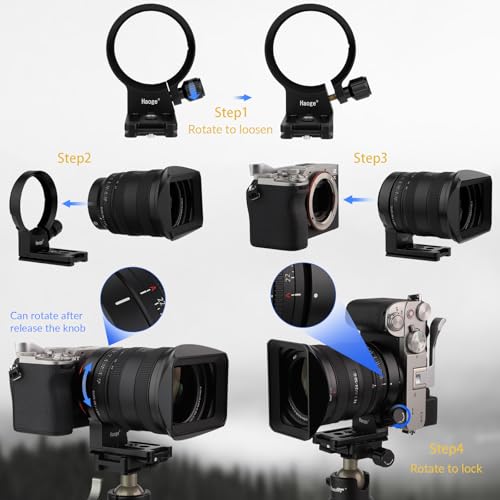 Haoge LMR-S99E Lens Collar Mount Ring for Sony E 70-350mm FE 24-240mm f/3.5-6.3 OSS 24-105mm f/4 G OSS FE 24-70mm F2.8 16-35F2.8,12-24MM/F4 70-300 35MM F1.4 Lens Built-in Arca Swiss Type Plate