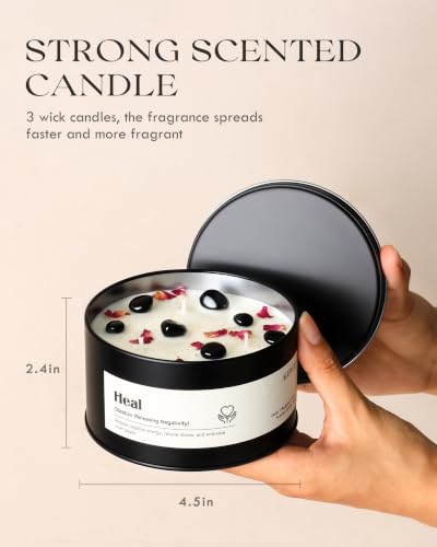 AOOVOO Obsidian Crystal Candle - 12oz Heal Candle for Releasing Negativity
