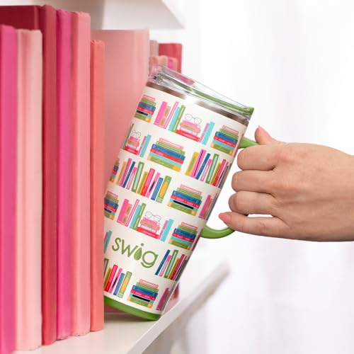 Swig Life 22oz Insulated Travel Mug with Handle & Lid, Book Club 22 Ounces