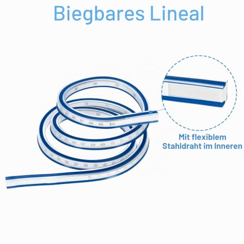 QUARKZMAN 40 Inch 100 cm Flexible Curve Ruler Can Be Drawn Blue | Sewing and engineering are beneficial
