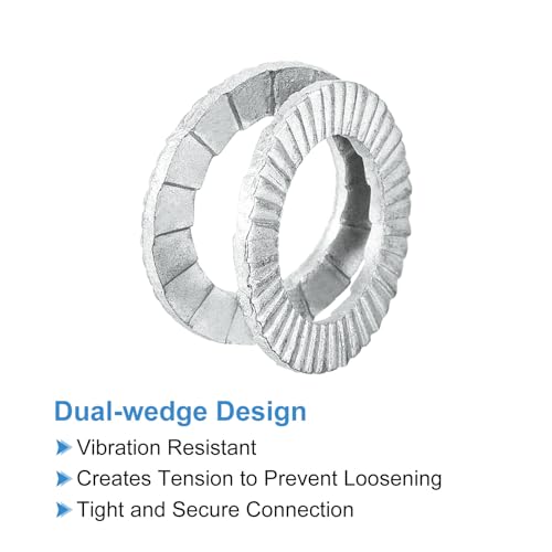 uxcell M6 manganese steel wedge locking washers for bolts, 40-piece set