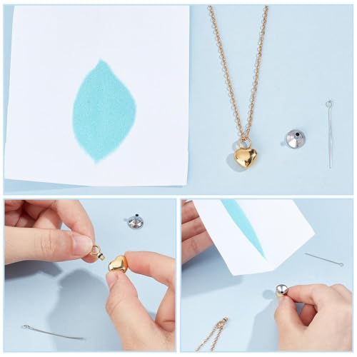 CREATCABIN 2 Packs Heart Urn Necklaces for Ashes, Silver & Gold