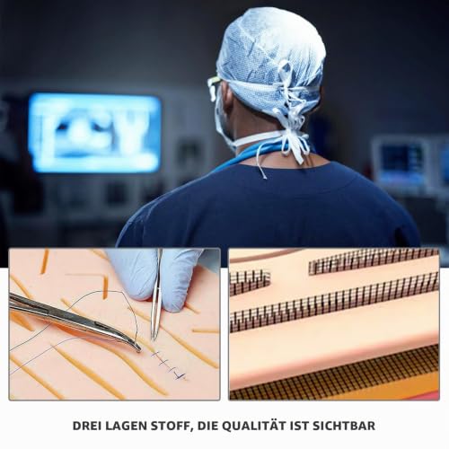 Surgical Suture Set, Suture Practice Kit with Silicone Suture Cushion, Suture Material Surgery, Wound Suture Exercise Set with Instruments and Threads, Gift for Medical Students & Veterinarians